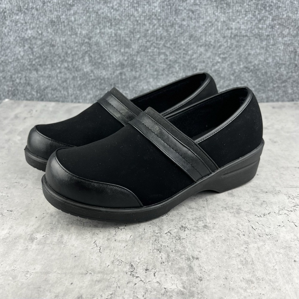 Easy Street Origin Women 9W Black Comfort Clogs Slip On Wedge Shoes 30-0451
